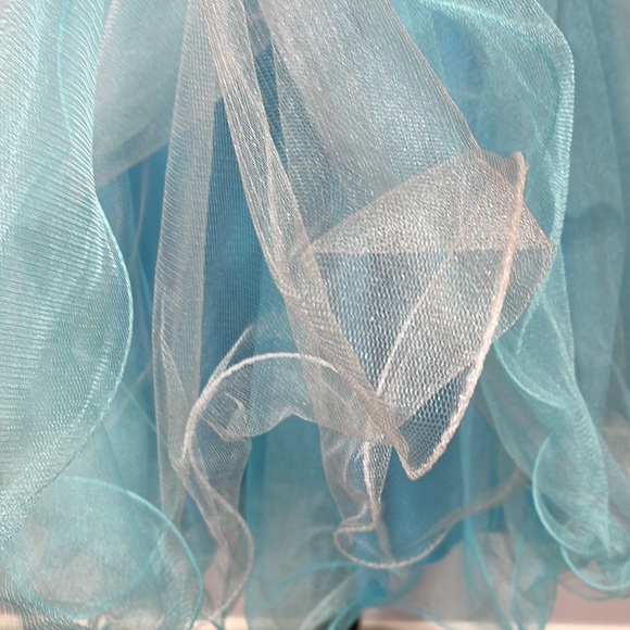 Tony Bowls Aqua Blue Formal Cocktail Prom Graduation Dress Mirrored Appliqué - Picture 12 of 16